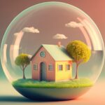 A 3D model of a small house protected inside a glass dome, representing the $120,000 Nebraska homestead exemption shielding a home from creditors.